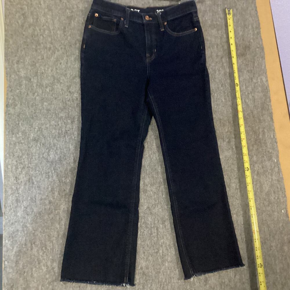 J Crew Jeans Womens 29 Slim Demi Boot Raw Hem Crop High Rise Dark Wash Denim